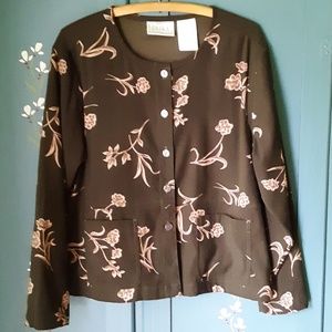 Erika Studio Floral Shirt Jacket w/ Pockets Sz M